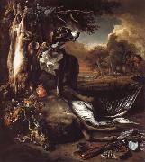 Jan Weenix A Deerhound with Dead Game and Implements of the Chase Germany oil painting artist